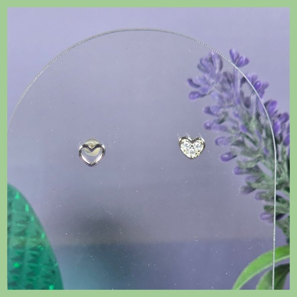 Sterling Silver Mismatched Heart‎ Stud Earrings (NWOT)